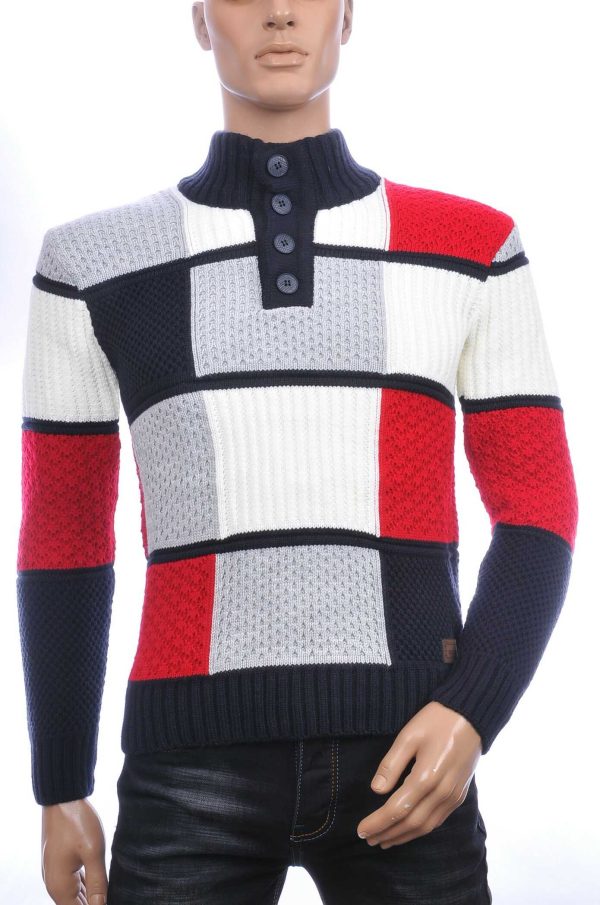 CI-BORG trendy grof gebreide heren wintertrui Rood