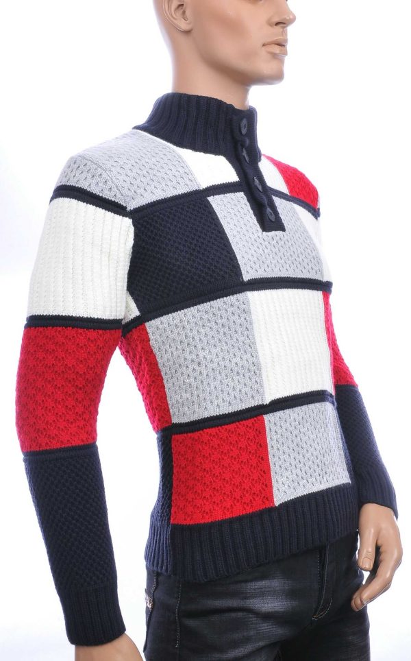 CI-BORG trendy grof gebreide heren wintertrui Rood