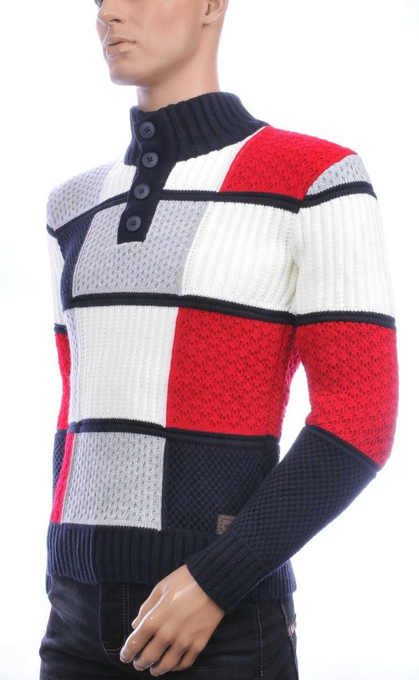 CI-BORG trendy grof gebreide heren wintertrui Rood