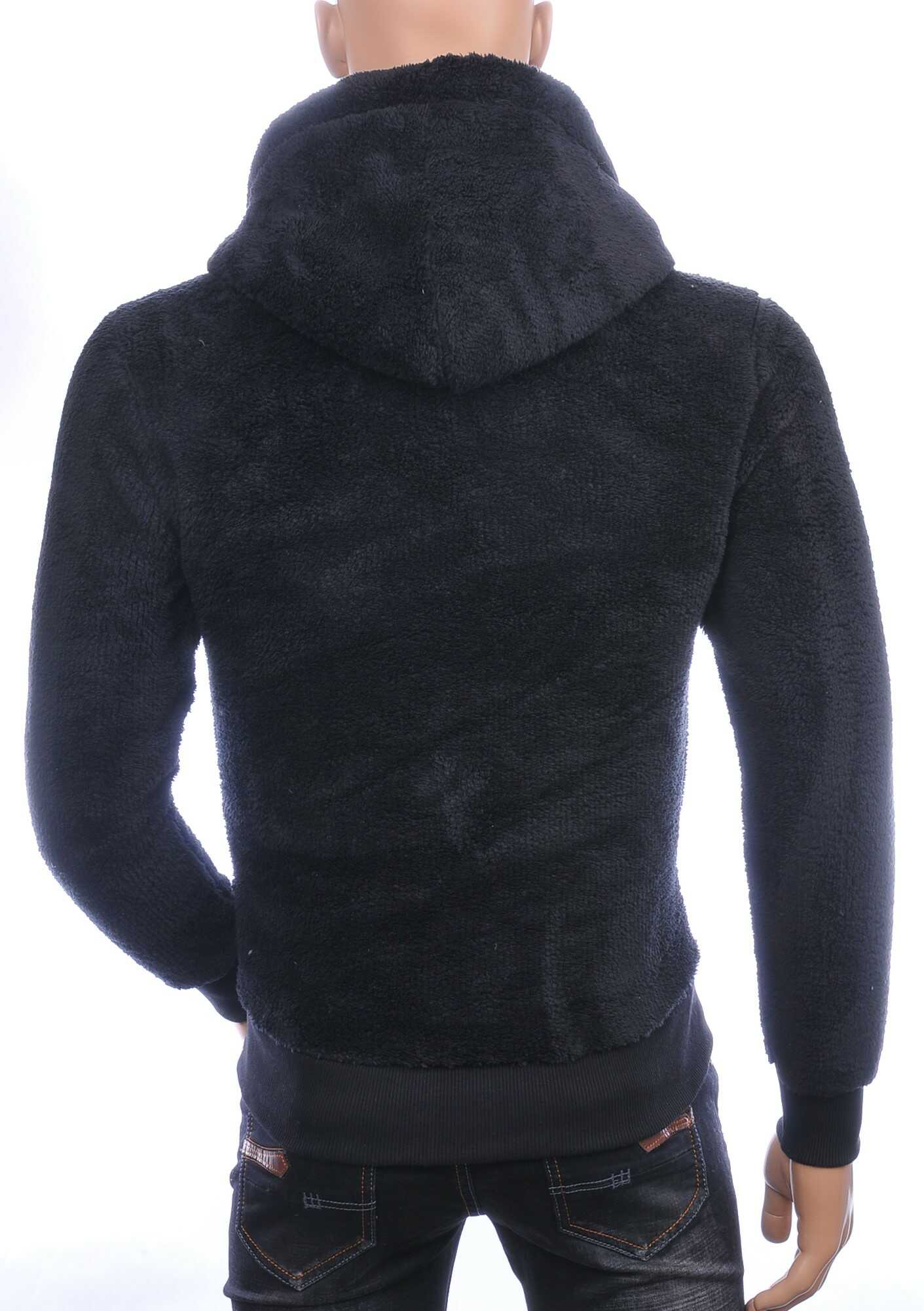 CONTOUR trendy ICON2 teddyfleece heren vest met capuchon Zwart