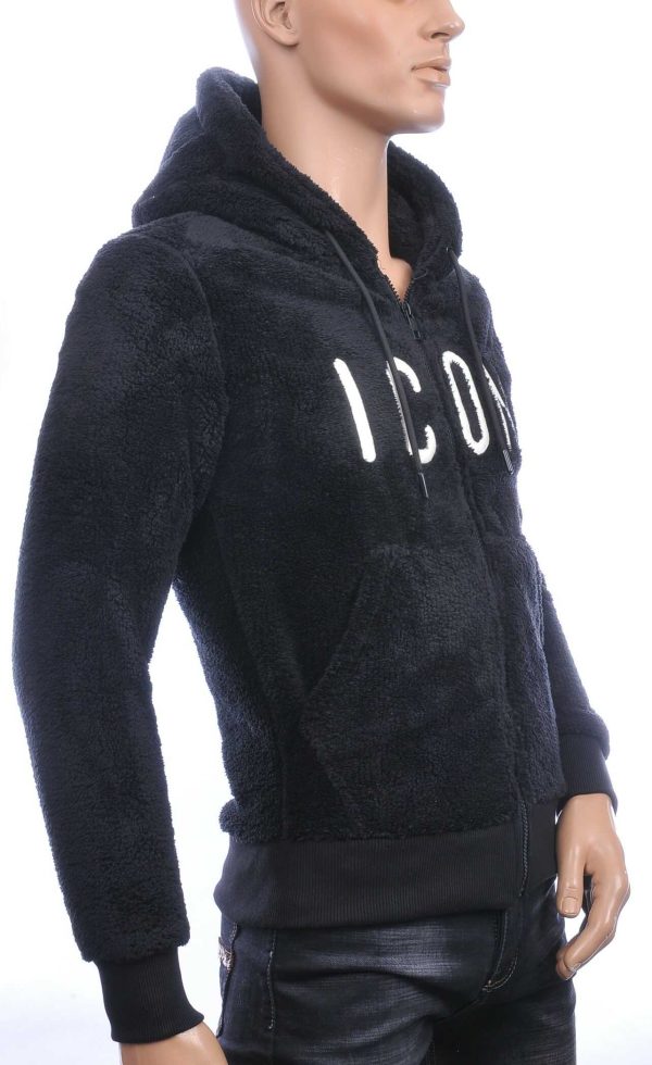 CONTOUR trendy ICON2 teddyfleece heren vest met capuchon Zwart