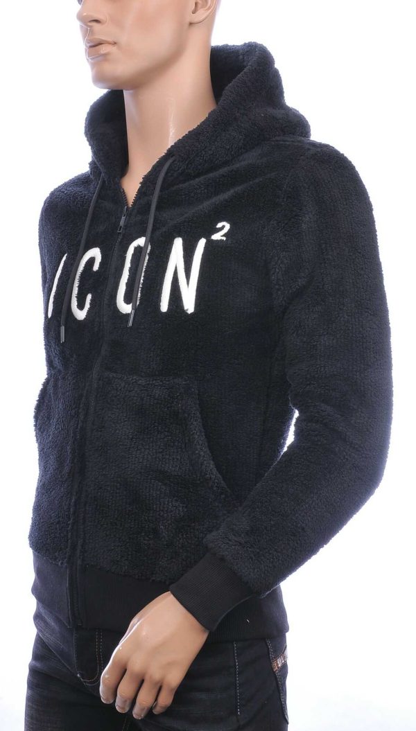 CONTOUR trendy ICON2 teddyfleece heren vest met capuchon Zwart
