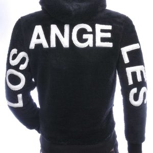 CONTOUR trendy LOS ANGELES teddy fleece heren hoodie Zwart