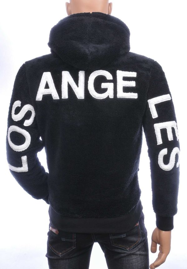 CONTOUR trendy LOS ANGELES teddy fleece heren hoodie Zwart