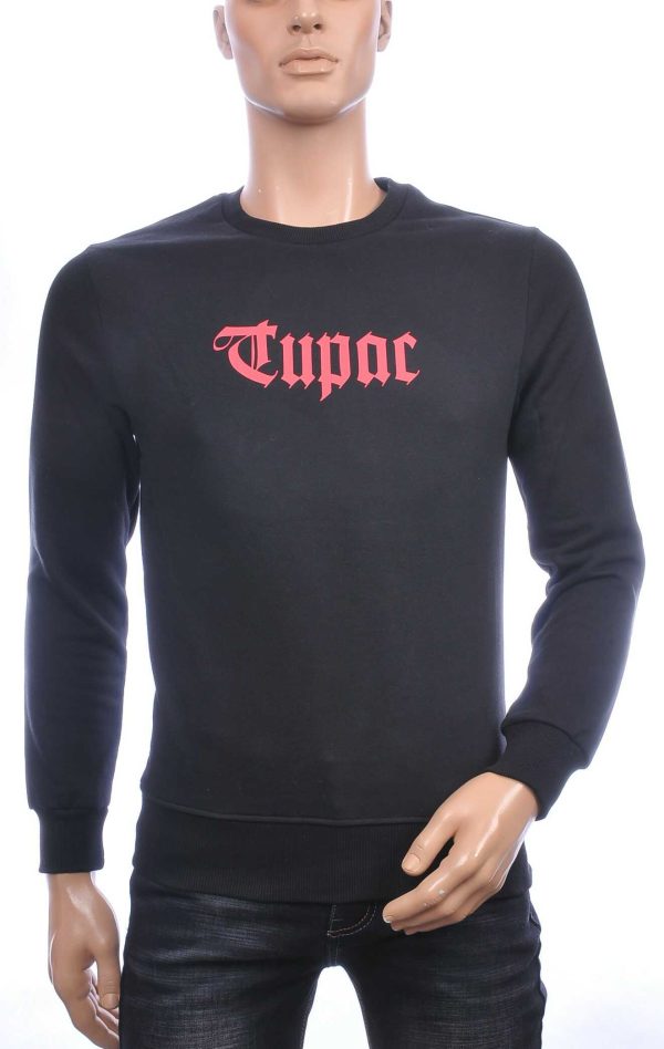 CONTOUR trendy ronde hals TUPAC heren sweatshirt Zwart