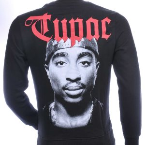 CONTOUR trendy ronde hals TUPAC heren sweatshirt Zwart