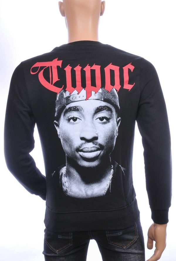 CONTOUR trendy ronde hals TUPAC heren sweatshirt Zwart