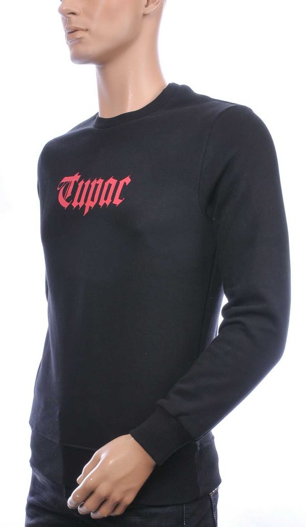 CONTOUR trendy ronde hals TUPAC heren sweatshirt Zwart