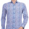 Corrino Italiaanse getailleerd slim fit allover tijgerprint dessin heren overhemd Blauw
