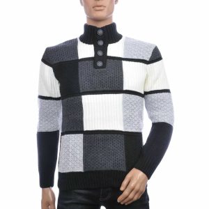 heren wintertrui grof gebreid, ci-borg trui heren, wintertrui met knoopsluiting, gebreide heren trui wol, warme heren trui winter, colorblock heren trui, patchwork knit heren, dikke wintertrui mannen, trendy heren knitwear, heren trui hoge kraag, CHARRA Nijmegen kleding, herenkleding streetstyle, online wintertrui kopen, wintertrui kopen in Nijmegen, Goedkoop heren wintertrui kopen, Heren wintertrui, regular Fit wintertrui, heren Kleding in Nijmegen, CHARRA, ZARA, COEF, CHASIN, WAM DENIM