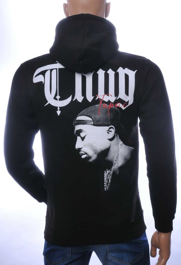 BRAAZI trendy THUG Tupac heren sweatshirt met capuchon Zwart