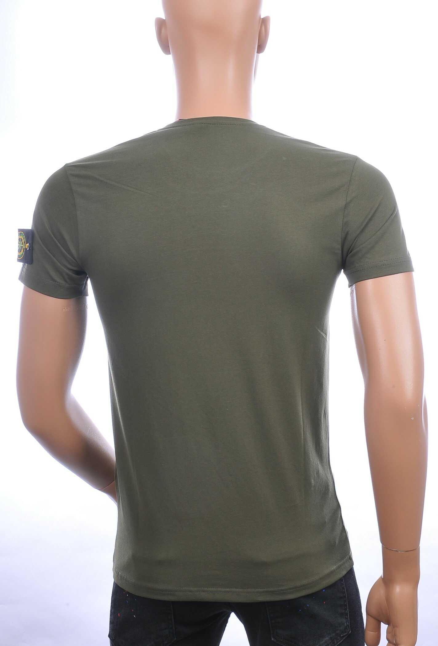 BLACKROCK trendy ronde hals heren T-Shirt met windrichting embleem logo Khaki