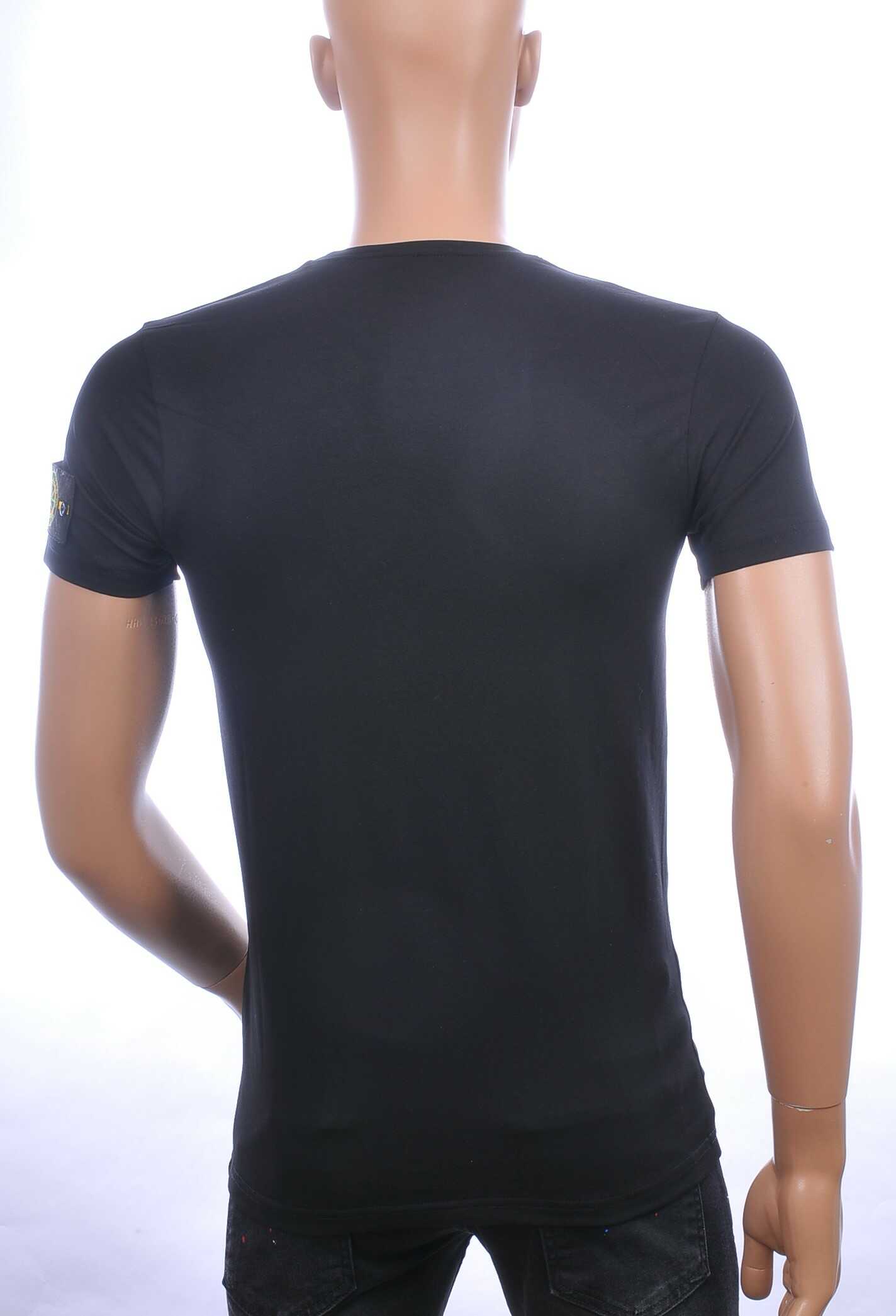 BLACKROCK trendy ronde hals heren T-Shirt met windrichting embleem logo Zwart