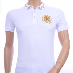 CLUB JU trendy heren polo T-shirt met leeuwenkop badge Wit