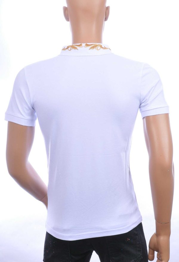 CLUB JU trendy heren polo T-shirt met leeuwenkop badge Wit