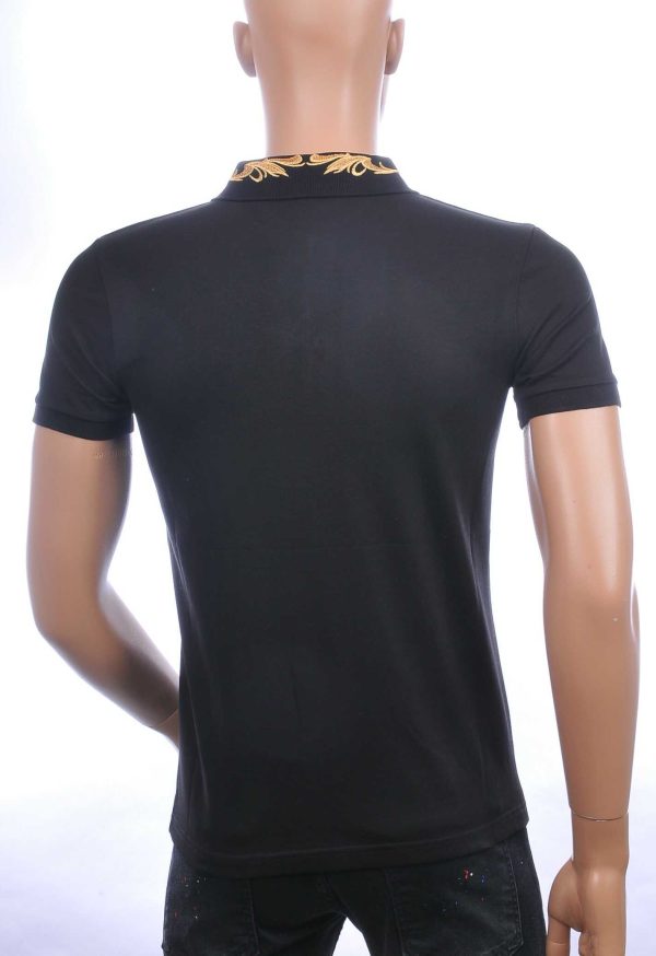 CLUB JU trendy heren polo T-shirt met leeuwenkop badge Zwart