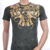 Les DESIGNERS ronde hals T-shirt met cobra print met steentjes Khaki