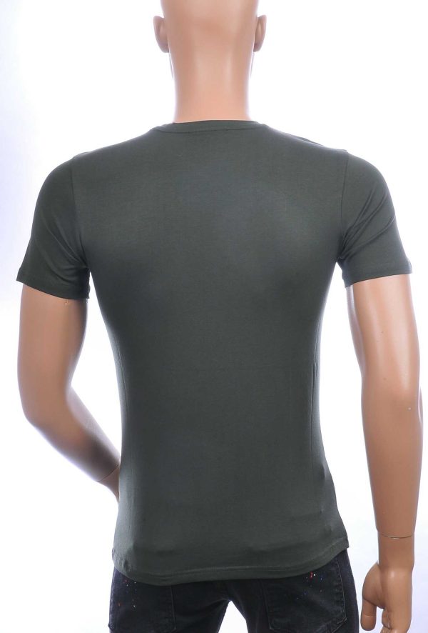 Les DESIGNERS ronde hals T-shirt met cobra print met steentjes Khaki