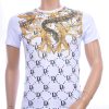 Les DESIGNERS ronde hals T-shirt met cobra print met steentjes Wit