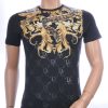 Les DESIGNERS ronde hals T-shirt met cobra print met steentjes Zwart