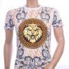 MONTFLEURI ronde hals leeuwenkop print T-shirt met steentjes Wit