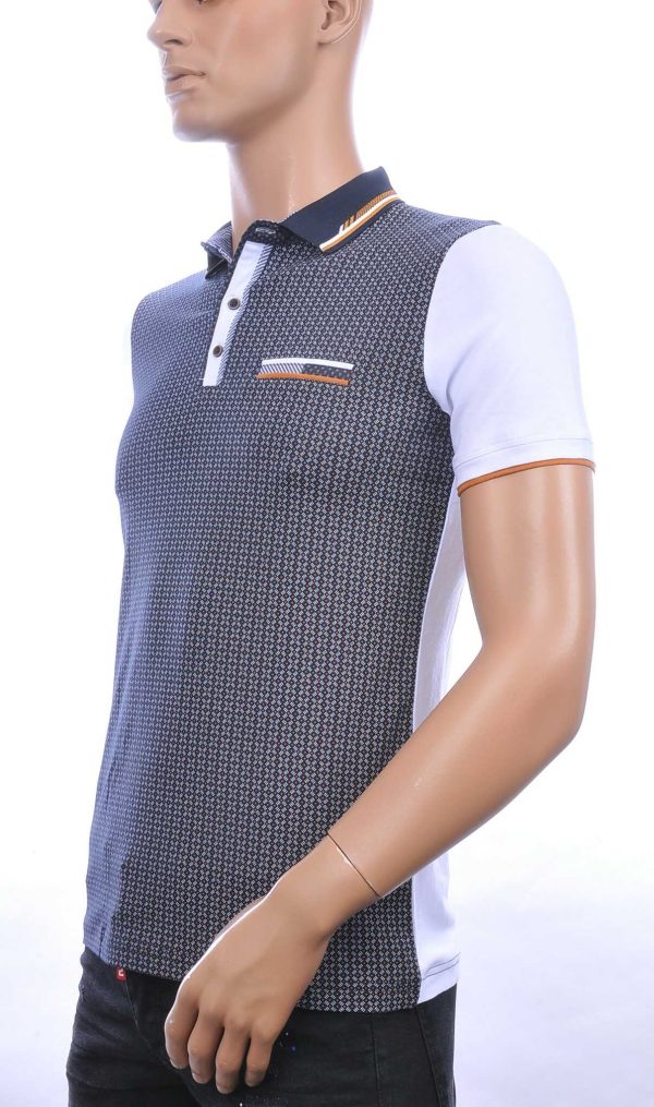 CLUB JU trendy allover modern dessin heren polo T-Shirt Zwart-Beige