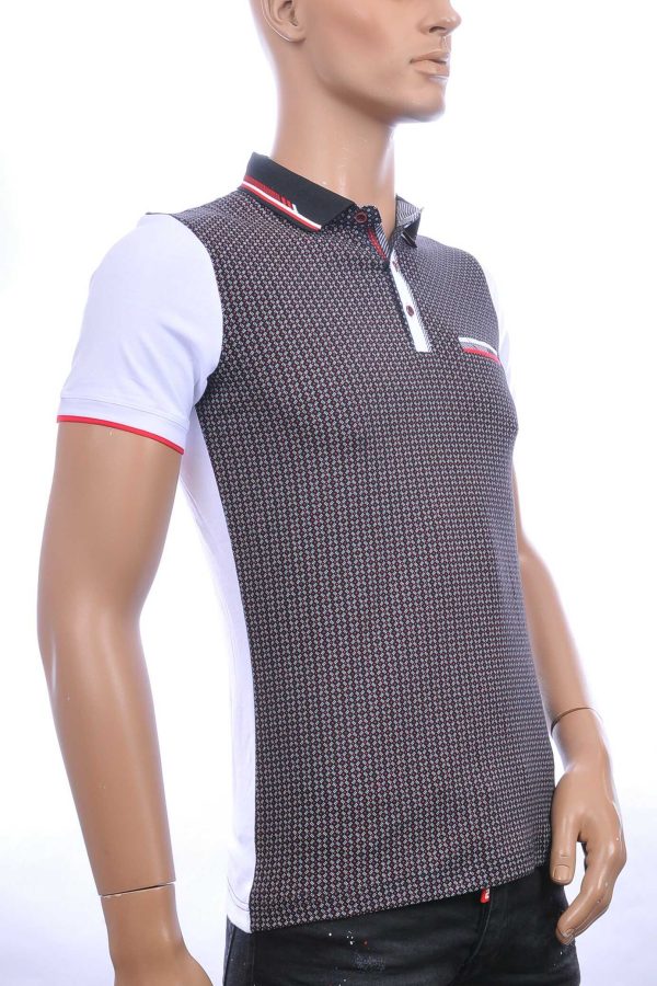 CLUB JU trendy allover modern dessin heren polo T-Shirt Zwart-Rood
