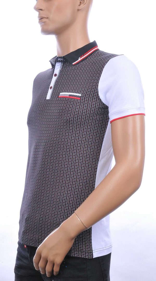 CLUB JU trendy allover modern dessin heren polo T-Shirt Zwart-Rood