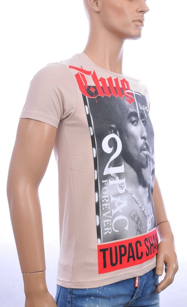 BLACKROCK trendy ronde hals heren TUPAC T-Shirt Beige