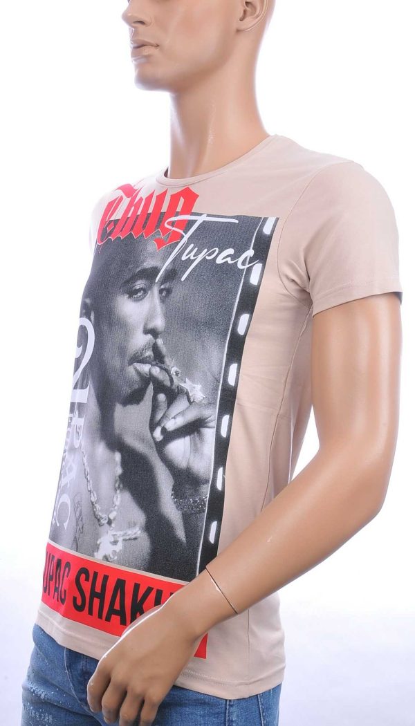 BLACKROCK trendy ronde hals heren TUPAC T-Shirt Beige