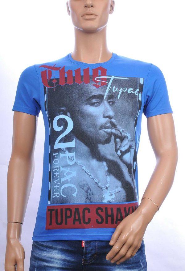 BLACKROCK trendy ronde hals heren TUPAC T-Shirt Blauw