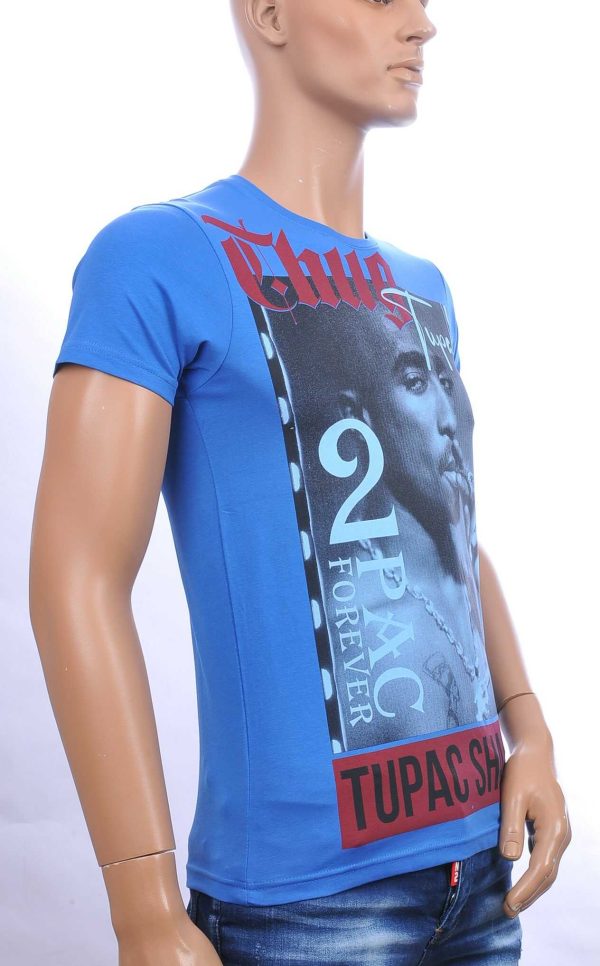 BLACKROCK trendy ronde hals heren TUPAC T-Shirt Blauw