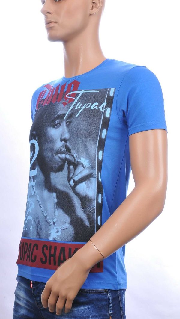 BLACKROCK trendy ronde hals heren TUPAC T-Shirt Blauw