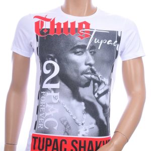 BLACKROCK trendy ronde hals heren TUPAC T-Shirt Wit