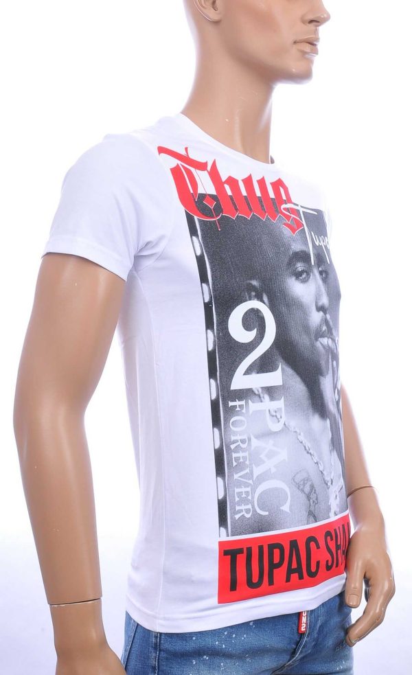 BLACKROCK trendy ronde hals heren TUPAC T-Shirt Wit