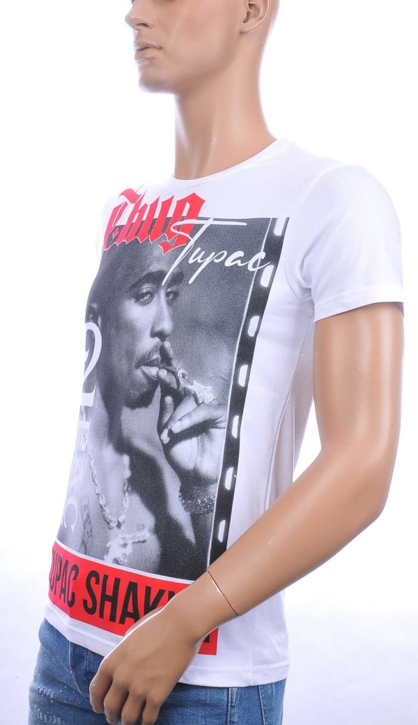 BLACKROCK trendy ronde hals heren TUPAC T-Shirt Wit