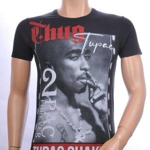 BLACKROCK trendy ronde hals heren TUPAC T-Shirt Zwart