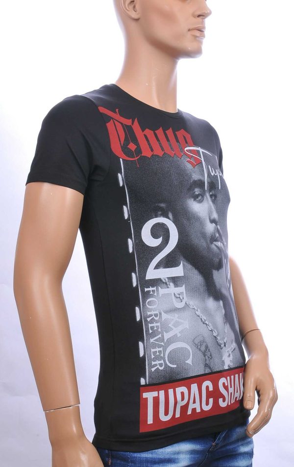 BLACKROCK trendy ronde hals heren TUPAC T-Shirt Zwart