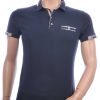 CI-BORG trendy effen heren polo T-Shirt met sier borstzak Navy