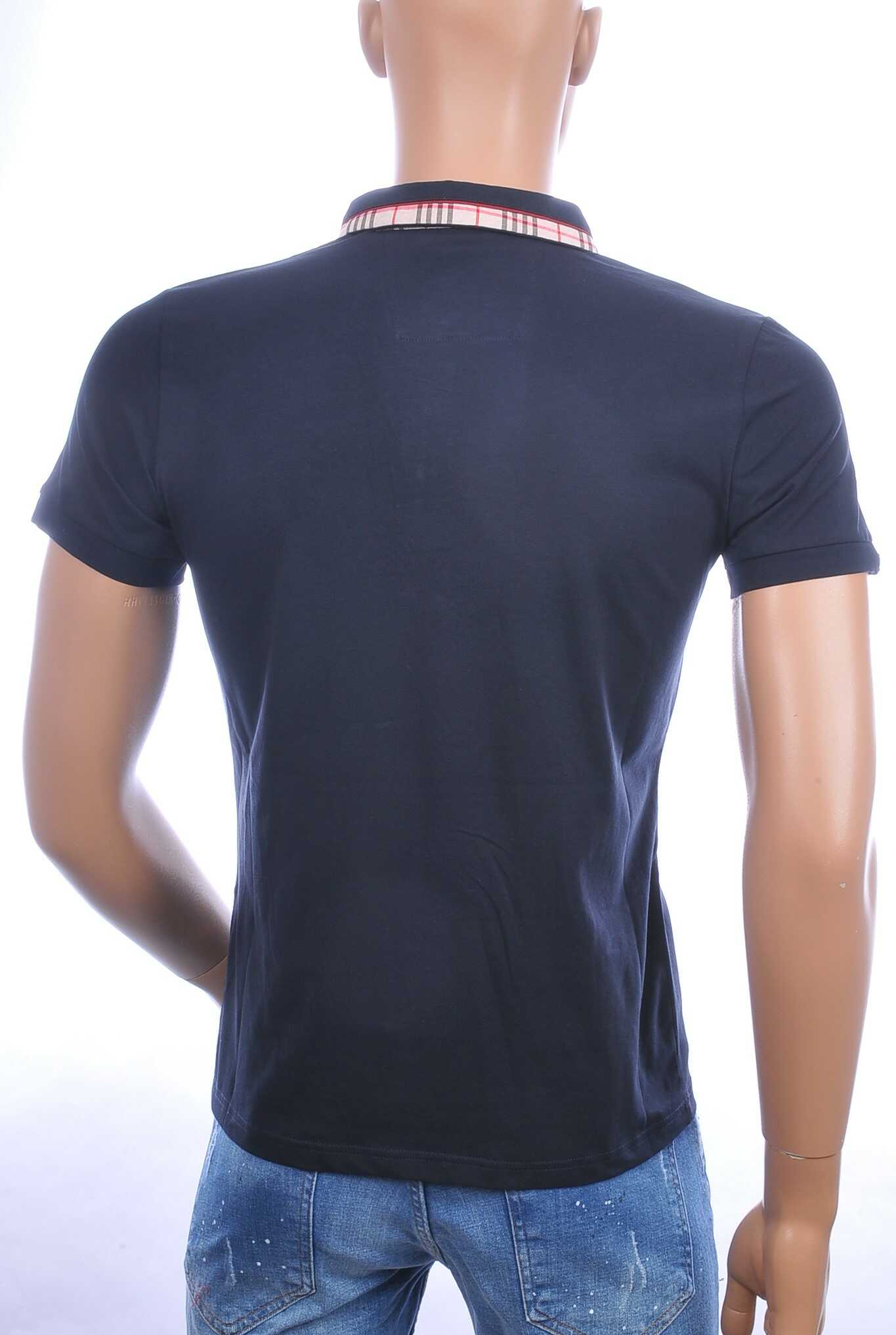 CI-BORG trendy effen heren polo T-Shirt met sier borstzak Navy