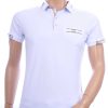 CI-BORG trendy effen heren polo T-Shirt met sier borstzak Wit