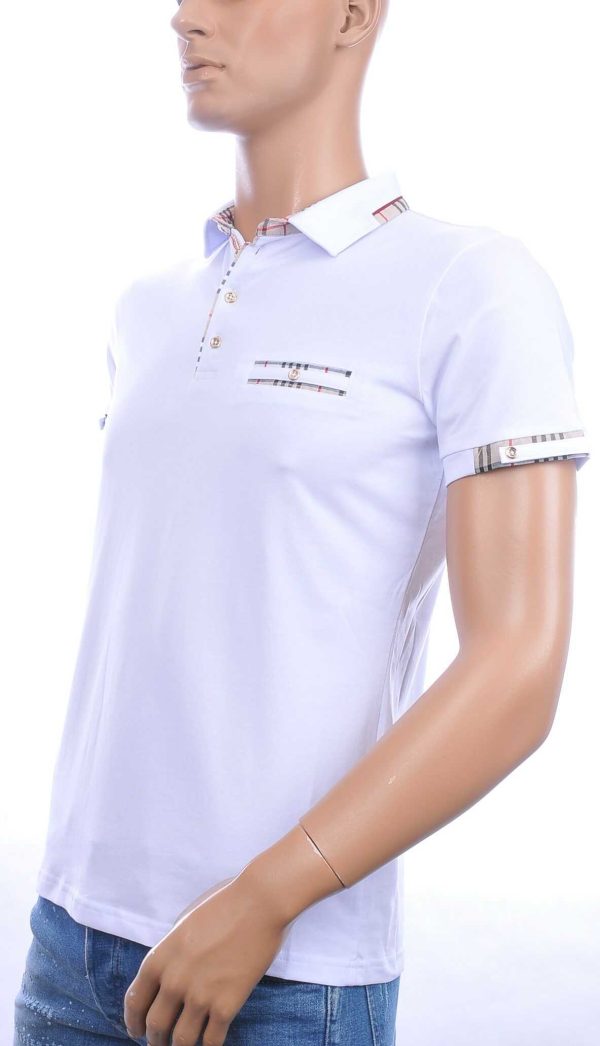 CI-BORG trendy effen heren polo T-Shirt met sier borstzak Wit