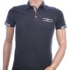 CI-BORG trendy effen heren polo T-Shirt met sier borstzak Zwart