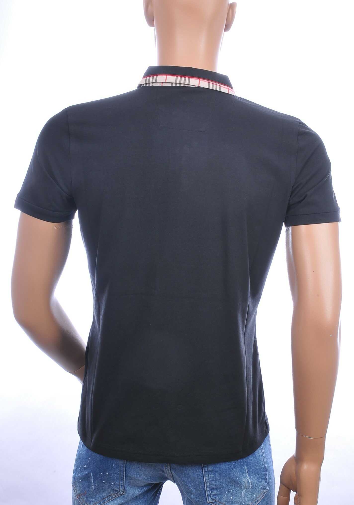 CI-BORG trendy effen heren polo T-Shirt met sier borstzak Zwart