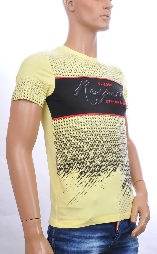 Ci-Borg trendy RESPECT ronde hals heren T-shirt Geel