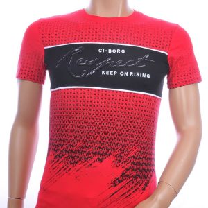 Ci-Borg trendy RESPECT ronde hals heren T-shirt Rood