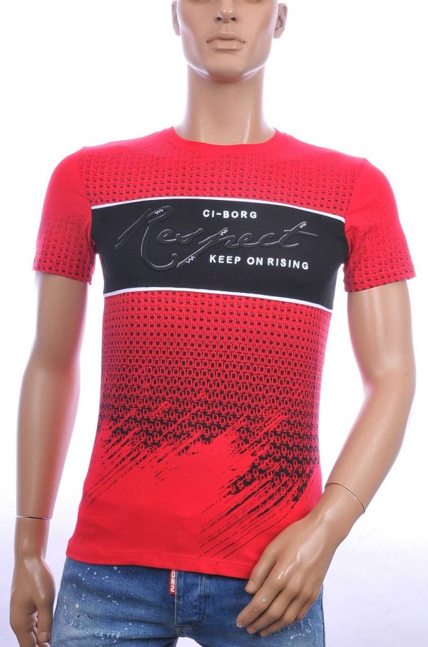 Ci-Borg trendy RESPECT ronde hals heren T-shirt Rood