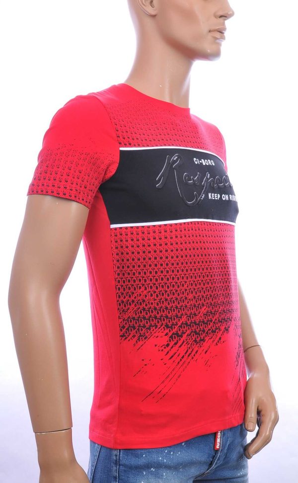 Ci-Borg trendy RESPECT ronde hals heren T-shirt Rood