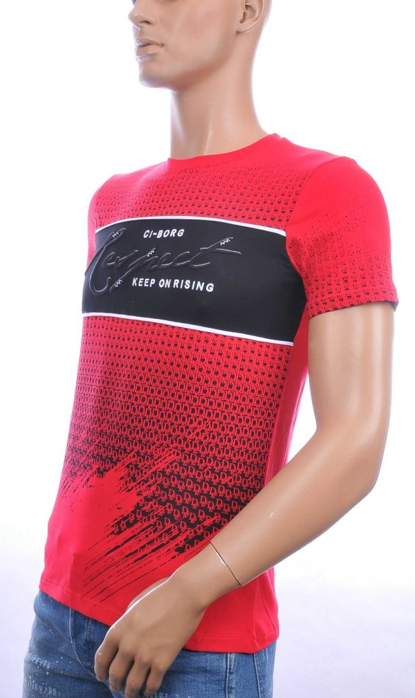Ci-Borg trendy RESPECT ronde hals heren T-shirt Rood
