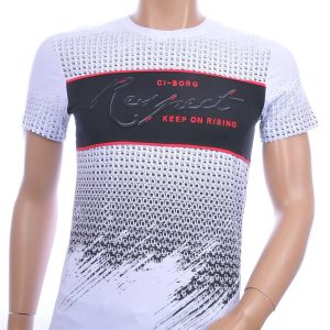 Ci-Borg trendy RESPECT ronde hals heren T-shirt Wit